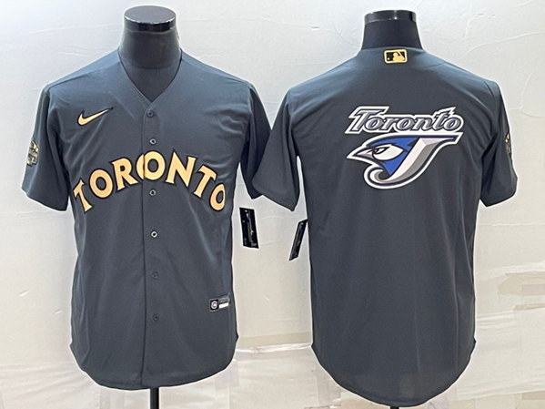 Men's Toronto Blue Jays #6 Alek Manoah 2022 All-Star Charcoal Team Big Logo Cool Base Stitched Jersey