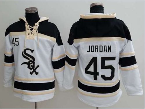 White Sox #45 Michael Jordan White Sawyer Hooded Sweatshirt MLB Hoodie