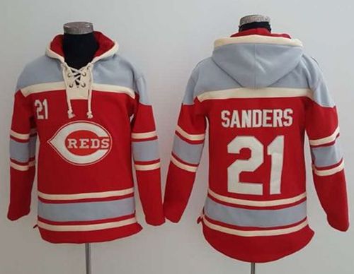 Reds #21 Reggie Sanders Red Sawyer Hooded Sweatshirt MLB Hoodie - Click Image to Close