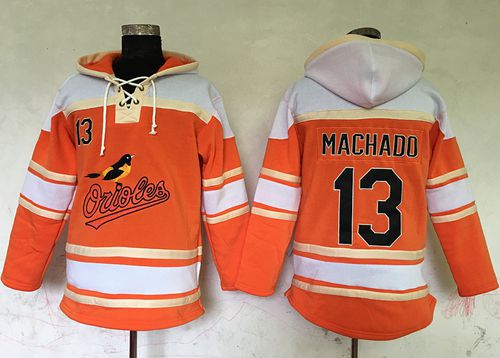 Orioles #13 Manny Machado Orange Sawyer Hooded Sweatshirt MLB Hoodie