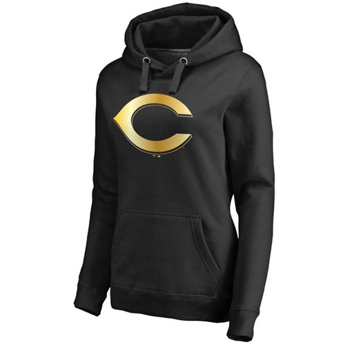 Women's Cincinnati Reds Gold Collection Pullover Hoodie Black