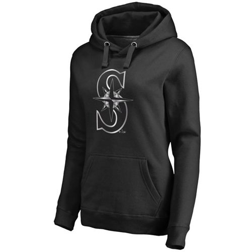 Women's Seattle Mariners Platinum Collection Pullover Hoodie Black - Click Image to Close