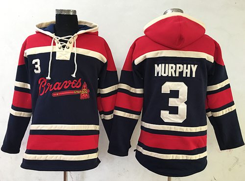 Braves #3 Dale Murphy Navy Blue Sawyer Hooded Sweatshirt MLB Hoodie