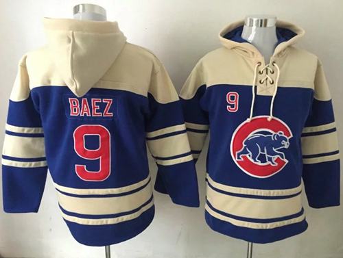 Cubs #9 Javier Baez Blue Sawyer Hooded Sweatshirt MLB Hoodie - Click Image to Close