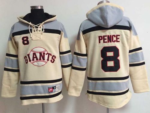 Giants #8 Hunter Pence Cream Sawyer Hooded Sweatshirt MLB Hoodie