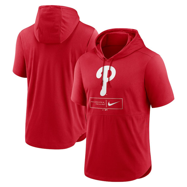 Men's Philadelphia Phillies Red Short Sleeve Pullover Hoodie