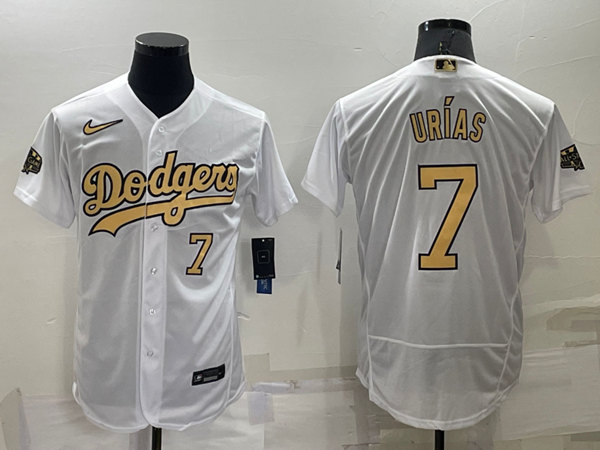 Men's Los Angeles Dodgers #7 Julio Ur??as 2022 All-Star White Flex Base Stitched Baseball Jersey