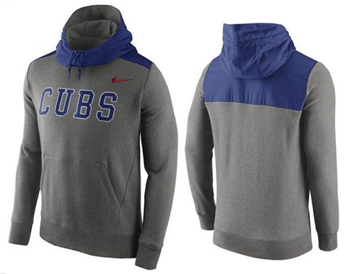 Men's Chicago Cubs Nike Gray Cooperstown Collection Hybrid Pullover Hoodie - Click Image to Close