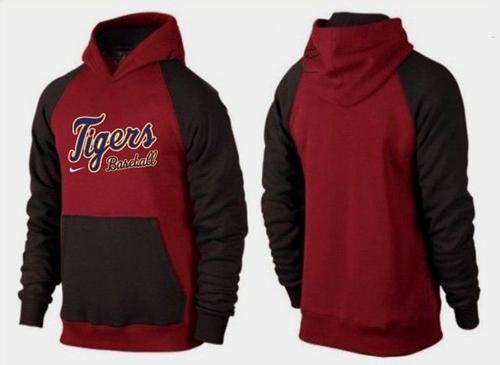 Detroit Tigers Pullover Hoodie Burgundy Red & Black - Click Image to Close