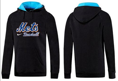 New York Mets Pullover Hoodie Black & Blue - Click Image to Close