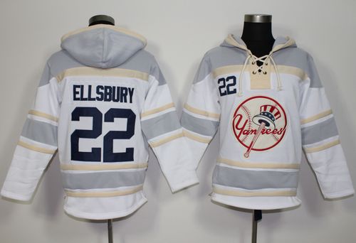 Yankees #22 Jacoby Ellsbury White Sawyer Hooded Sweatshirt MLB Hoodie