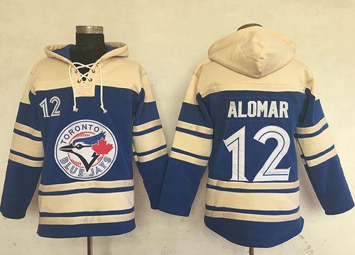 Blue Jays #12 Roberto Alomar Blue Sawyer Hooded Sweatshirt MLB Hoodie