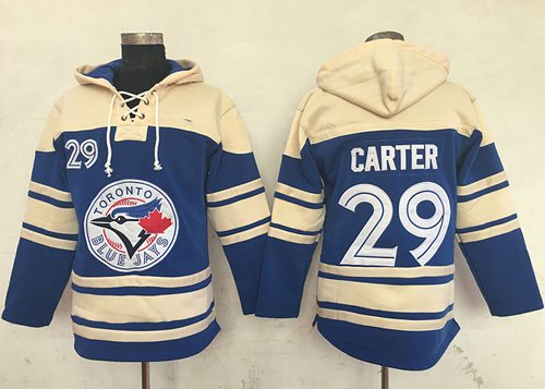 Blue Jays #29 Joe Carter Blue Sawyer Hooded Sweatshirt MLB Hoodie