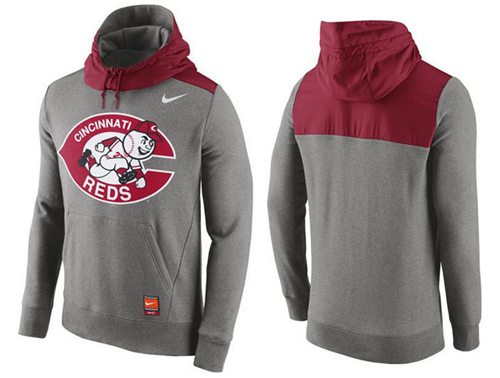 Men's Cincinnati Reds Nike Gray Cooperstown Collection Hybrid Pullover Hoodie