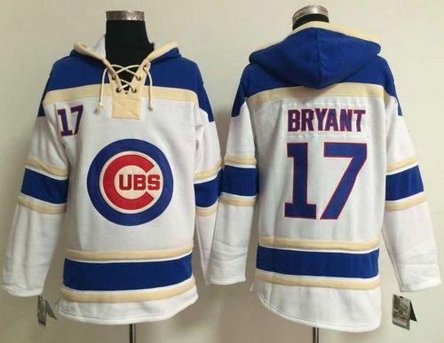 Cubs #17 Kris Bryant White Sawyer Hooded Sweatshirt MLB Hoodie