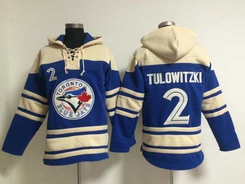 Blue Jays #2 Troy Tulowitzki Blue Sawyer Hooded Sweatshirt MLB Hoodie