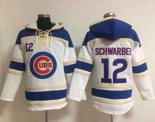 Cubs #12 Kyle Schwarber White Sawyer Hooded Sweatshirt MLB Hoodie