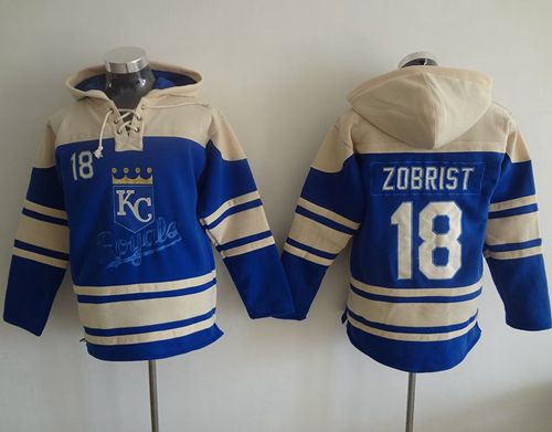 Royals #18 Ben Zobrist Light Blue Sawyer Hooded Sweatshirt MLB Hoodie