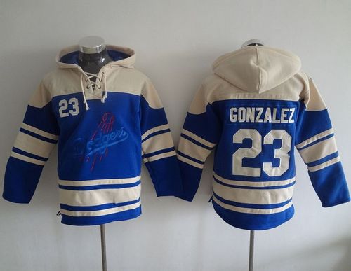 Dodgers #23 Adrian Gonzalez Blue Sawyer Hooded Sweatshirt MLB Hoodie