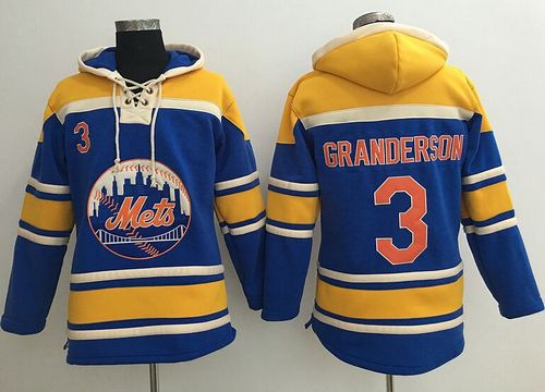 Mets #3 Curtis Granderson Blue Sawyer Hooded Sweatshirt MLB Hoodie