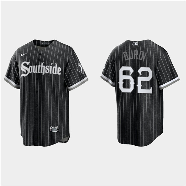 Men's Chicago White Sox #62 Zack Burdi Black 2021 City Connect Cool Base Stitched MLB Jersey