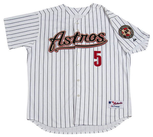 Men's Houston Astros #5 Jeff Bagwell White Stitched Baseball Jersey - Click Image to Close