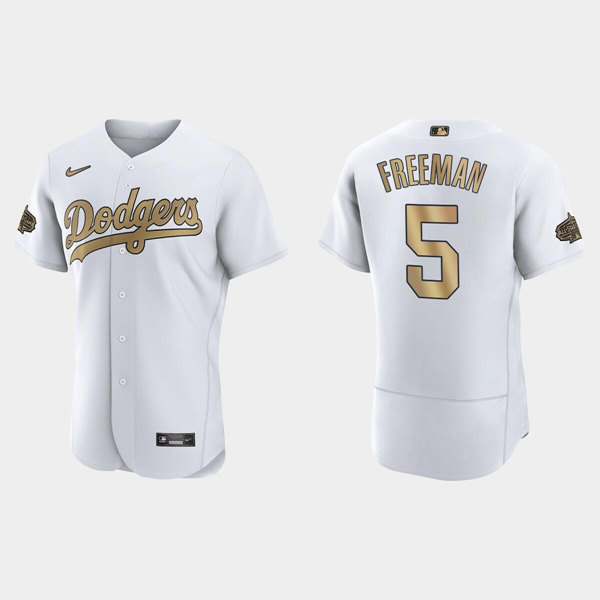 Men's Los Angeles Dodgers #5 Freddie Freeman 2022 All-Star White Flex Base Stitched Baseball Jersey