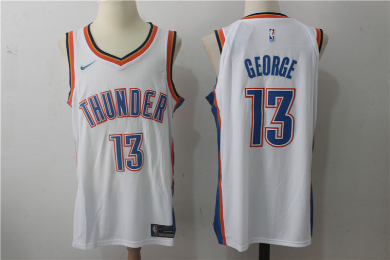 Men's Nike Oklahoma City Thunder #13 Paul George White Stitched NBA Jersey