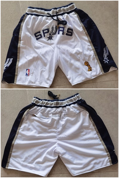 Men' San Antonio Spurs White NBA Shorts (Run Smaller) - Click Image to Close