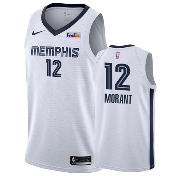 Men's Memphis Grizzlies #12 Ja Morant White Stitched NBA Jersey