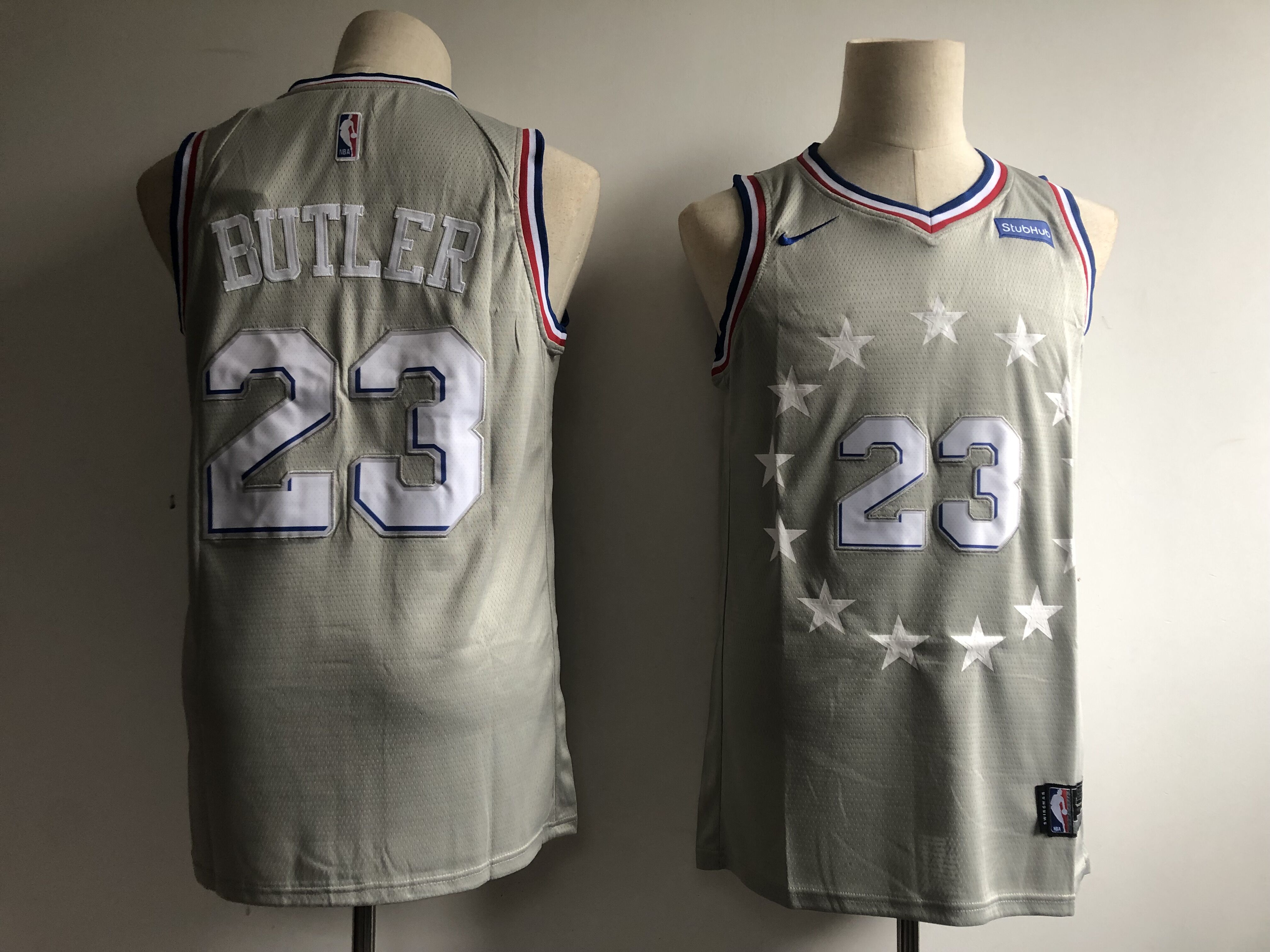 Men's Philadelphia 76ers #23 Jimmy Butler Gray 2018/19 City Edition Swingman Stitched NBA Jersey - Click Image to Close