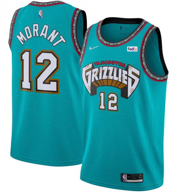 Men's Memphis Grizzlies #12 Ja Morant 75th Anniversary 2021 Teal Swingman Stitched Jersey