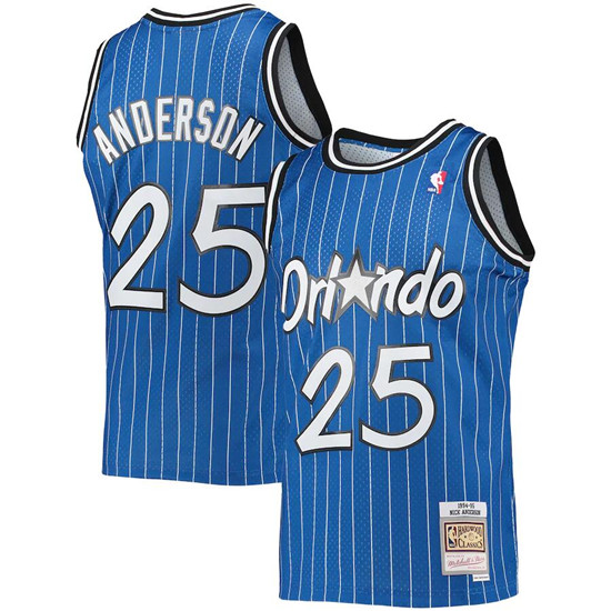 Men's Orlando Magic #25 Nick Anderson Blue 1994-95 Stitched Jersey - Click Image to Close