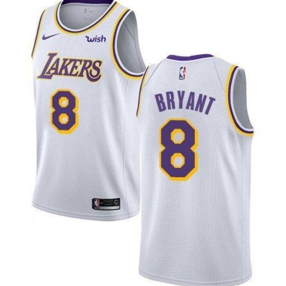 Men's Los Angeles Lakers #8 Kobe Bryant White Stitched NBA Jersey