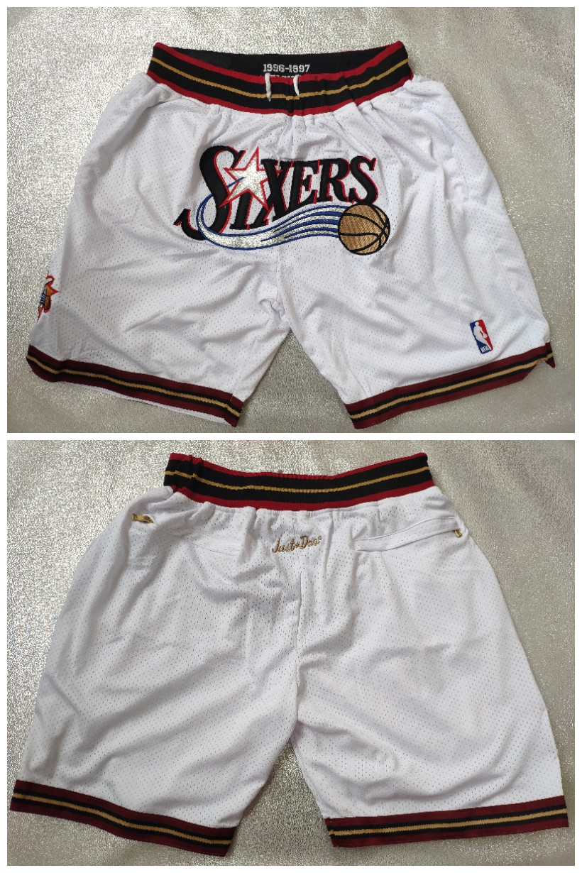 Men's Philadelphia 76ers White Shorts (Run Small)