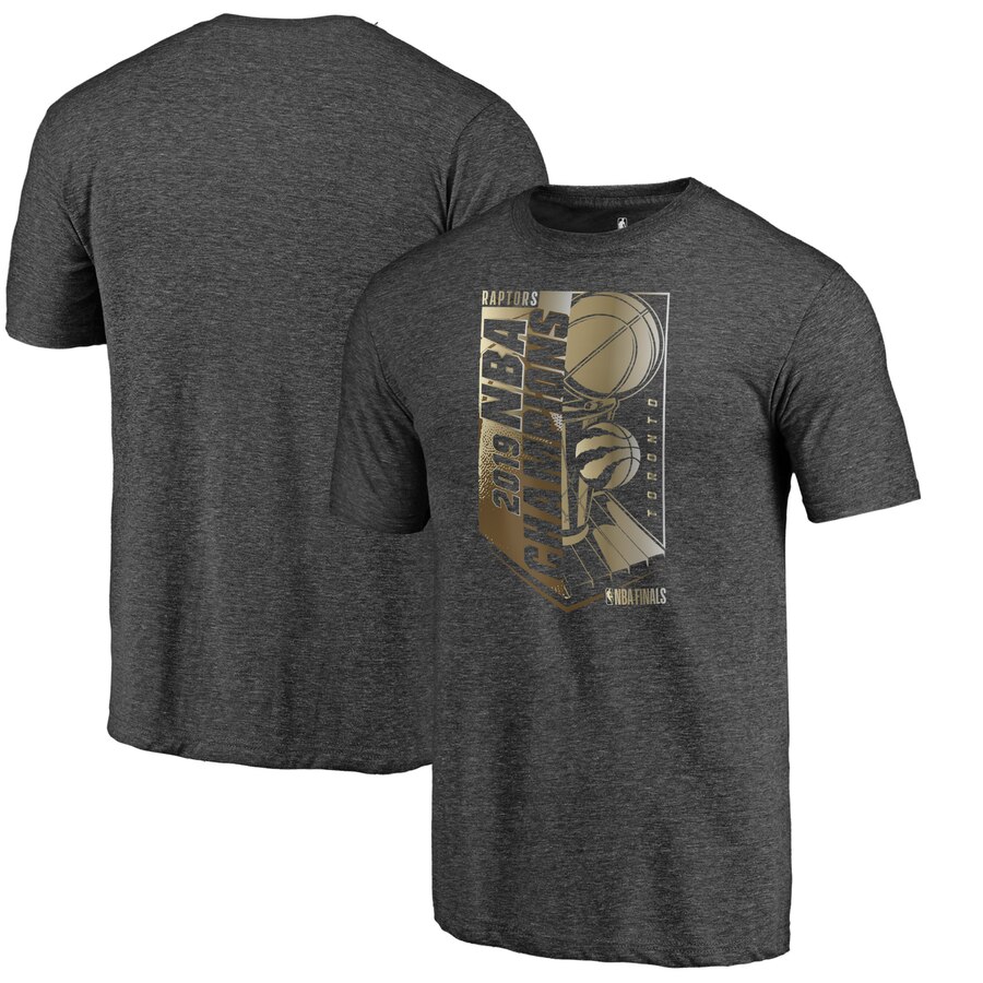 Toronto Raptors Heather Charcoal 2019 NBA Finals Champions Max Bling Gold Luxe T-Shirt (All Size)