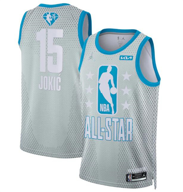 Men's 2022 All-Star #15 Nikola Jokic Gray Stitched Jersey - Click Image to Close