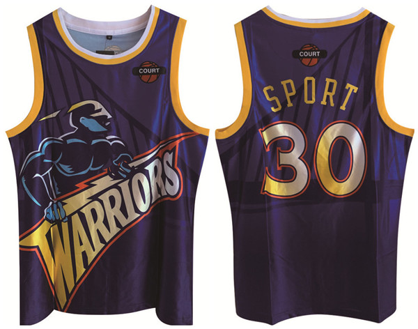 Men's Golden State Warriors #30 Stephen Curry Purple Print Basketball Jersey