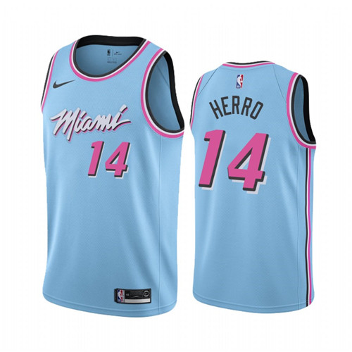 Men's Miami Heat #14 Tyler Herro Blue 2019 City Edition Stitched NBA Jersey