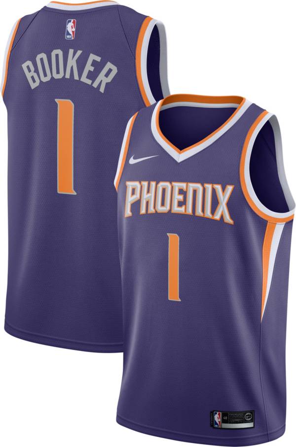 Men's Phoenix Suns #1 Devin Booker Purple Stitched NBA Jersey - Click Image to Close