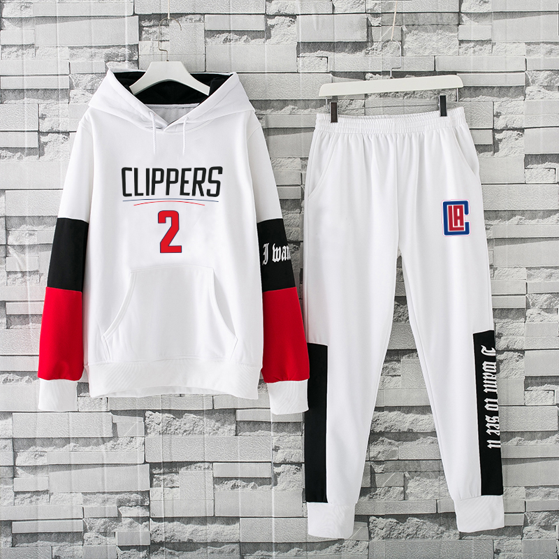 Men's Los Angeles Clippers 2019 White Tracksuits Hoodie Suit - Click Image to Close