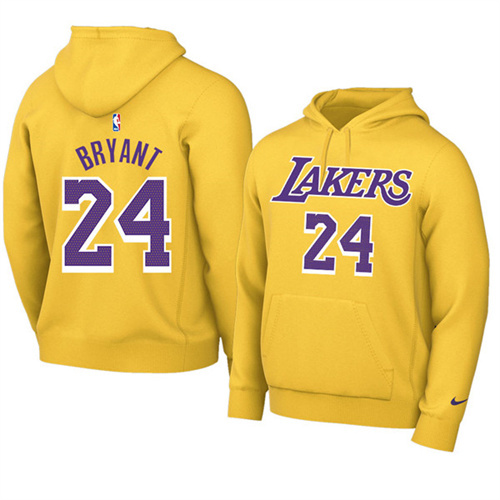 Men's Los Angeles Lakers #24 Kobe Bryant 2021 Yellow Pullover Hoodie