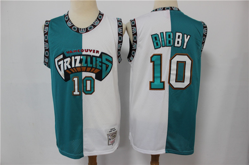 Men's Memphis Grizzlies #10 Mike Bibby Blue White Split Stitched NBA Jersey