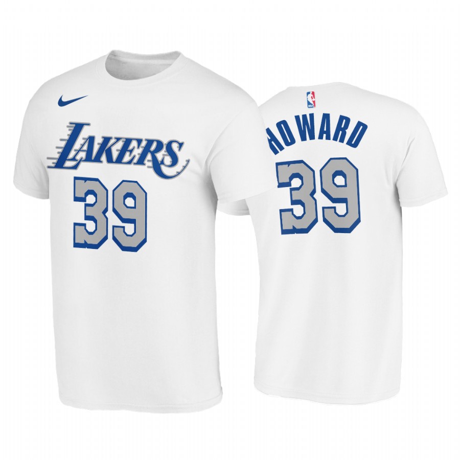 Los Angeles Lakers #39 Dwight Howard White 2020-21 City Edition New Blue Silver LogoT-Shirt (All Size)