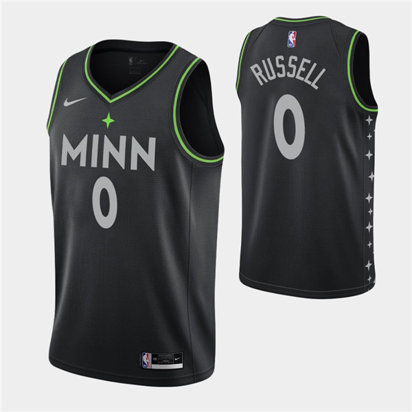 Men's Minnesota Timberwolves #0 D'Angelo Russell Black City Swingman 2020-21 Stitched NBA Jersey