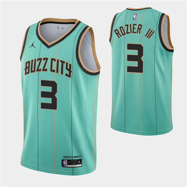 Men's Charlotte Hornets #3 Terry Rozier III Teal Buzz City Swingman 2020-21 Stitched NBA Jersey