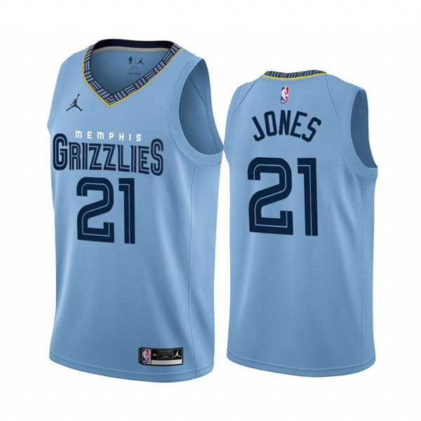 Men's Memphis Grizzlies #21 Tyus Jones 2022/23 Light Blue Statement Edition Stitched Jersey - Click Image to Close