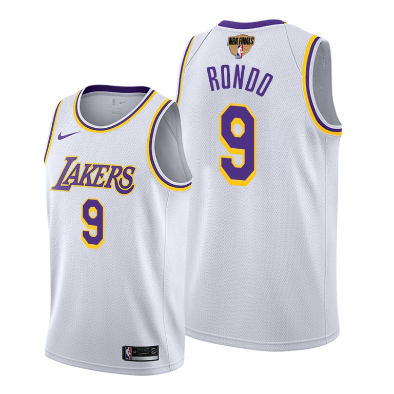 Men's Los Angeles Lakers #9 Rajon Rondo 2020 White Finals Stitched NBA Jersey