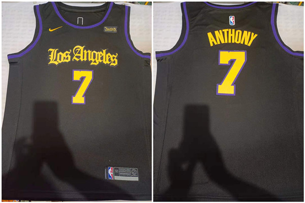 Men's Los Angeles Lakers #7 Carmelo Anthony Black Stitched Basketball Jersey