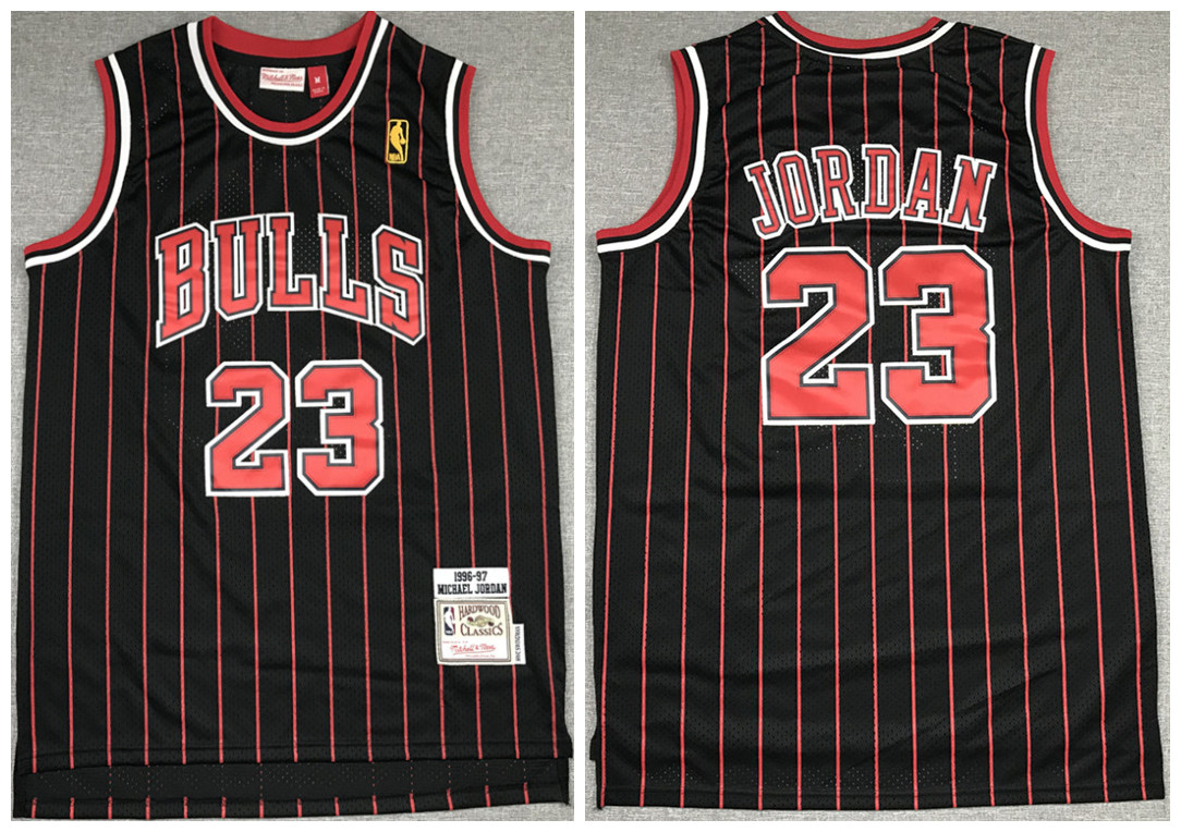 Men's Chicago Bulls Black&Red #23 Michael Jordan 1996-1997 Throwback Stitched NBA Jersey - Click Image to Close